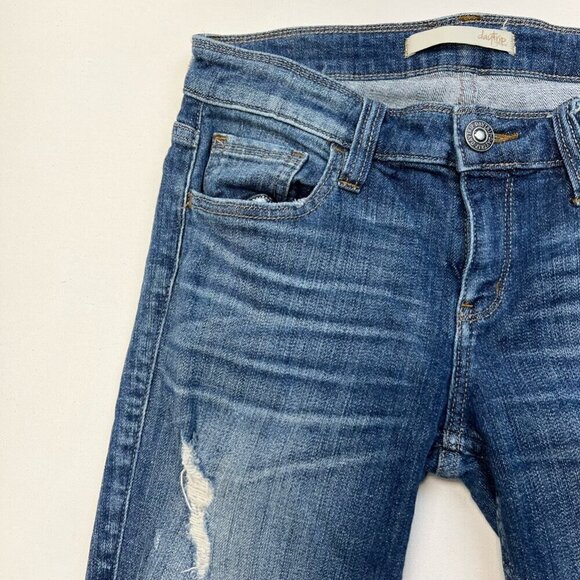 Daytrip Womens Skinny Jeans Blue Distressed Stone Wash Low Rise Denim 26R - Picture 3 of 11
